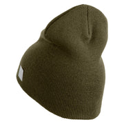 Navy Veteran Flag Symbol Embroidered Heavyweight Classic Knit Short Beanie - Olive OSFM