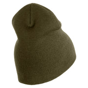 Navy Veteran Flag Symbol Embroidered Heavyweight Classic Knit Short Beanie - Olive OSFM
