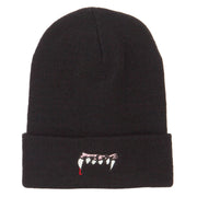 Vampire Fangs Embroidered Long Beanie