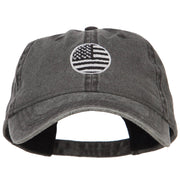 Circle Silver American Flag Embroidered Washed Cap