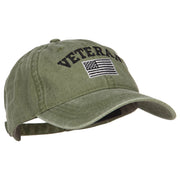 Veteran Flag Embroidered Washed Cap