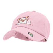 Happy Cat Embroidered Cotton Twill Washed Cap