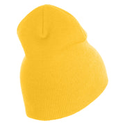 Navy Veteran Flag Symbol Embroidered Heavyweight Classic Knit Short Beanie - Gold OSFM