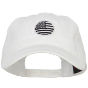 Circle Silver American Flag Embroidered Washed Cap