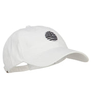 Circle Silver American Flag Embroidered Washed Cap