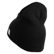 Navy Veteran Flag Symbol Embroidered Heavyweight Classic Knit Short Beanie - Black OSFM
