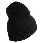 Navy Veteran Flag Symbol Embroidered Heavyweight Classic Knit Short Beanie - Black OSFM