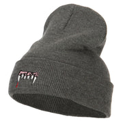 Vampire Fangs Embroidered Long Beanie