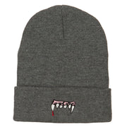 Vampire Fangs Embroidered Long Beanie