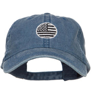 Circle Silver American Flag Embroidered Washed Cap