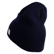 Navy Veteran Flag Symbol Embroidered Heavyweight Classic Knit Short Beanie - Navy OSFM