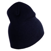 Navy Veteran Flag Symbol Embroidered Heavyweight Classic Knit Short Beanie - Navy OSFM