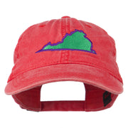 Virginia State Map Embroidered Washed Cotton Cap