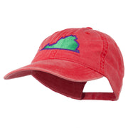 Virginia State Map Embroidered Washed Cotton Cap