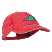 Virginia State Map Embroidered Washed Cotton Cap