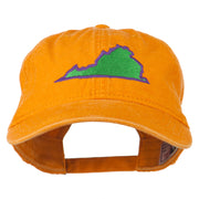 Virginia State Map Embroidered Washed Cotton Cap