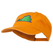 Virginia State Map Embroidered Washed Cotton Cap