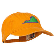 Virginia State Map Embroidered Washed Cotton Cap