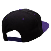 Cute Cowboy Boots Embroidered Wool Blend 2 Tone Classic Snapback - Black-Purple OSFM