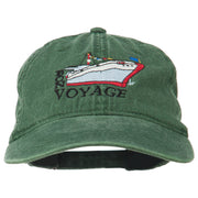 Bon Voyage Ship Embroidered Washed Cap