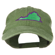 Virginia State Map Embroidered Washed Cotton Cap