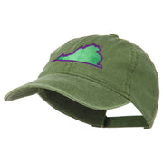 Virginia State Map Embroidered Washed Cotton Cap