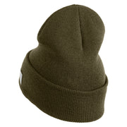 Navy USN Veteran Logo Embroidered 12 inch Cuffed Knit YP Long Beanie - Olive OSFM