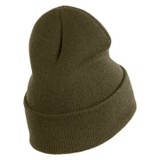 Navy USN Veteran Logo Embroidered 12 inch Cuffed Knit YP Long Beanie - Olive OSFM