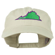 Virginia State Map Embroidered Washed Cotton Cap