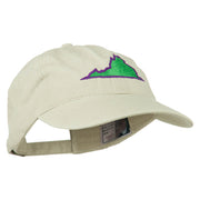 Virginia State Map Embroidered Washed Cotton Cap