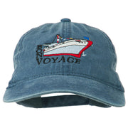 Bon Voyage Ship Embroidered Washed Cap