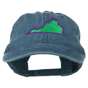 Virginia State Map Embroidered Washed Cotton Cap