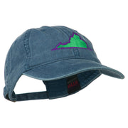 Virginia State Map Embroidered Washed Cotton Cap