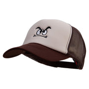 Mario Koomba Face Embroidered Two Tone Polyester 5 Panel Foam Front Mesh Back Cap - Brown-Tan OSFM