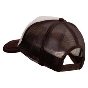 Mario Koomba Face Embroidered Two Tone Polyester 5 Panel Foam Front Mesh Back Cap - Brown-Tan OSFM