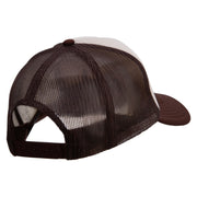 Mario Koomba Face Embroidered Two Tone Polyester 5 Panel Foam Front Mesh Back Cap - Brown-Tan OSFM