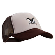 Mario Koomba Face Embroidered Two Tone Polyester 5 Panel Foam Front Mesh Back Cap - Brown-Tan OSFM