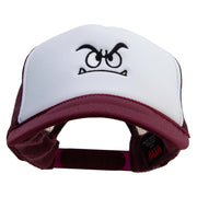 Mario Koomba Face Embroidered Two Tone Polyester 5 Panel Foam Front Mesh Back Cap - Maroon-White OSFM