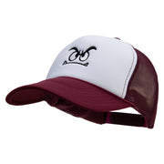 Mario Koomba Face Embroidered Two Tone Polyester 5 Panel Foam Front Mesh Back Cap - Maroon-White OSFM