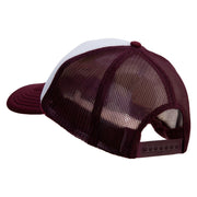 Mario Koomba Face Embroidered Two Tone Polyester 5 Panel Foam Front Mesh Back Cap - Maroon-White OSFM