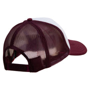 Mario Koomba Face Embroidered Two Tone Polyester 5 Panel Foam Front Mesh Back Cap - Maroon-White OSFM