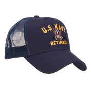 US Navy Retired Military Embroidered Mesh Cap