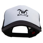 Mario Koomba Face Embroidered Two Tone Polyester 5 Panel Foam Front Mesh Back Cap - Black-White OSFM