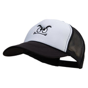 Mario Koomba Face Embroidered Two Tone Polyester 5 Panel Foam Front Mesh Back Cap - Black-White OSFM