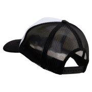 Mario Koomba Face Embroidered Two Tone Polyester 5 Panel Foam Front Mesh Back Cap - Black-White OSFM