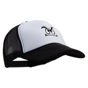 Mario Koomba Face Embroidered Two Tone Polyester 5 Panel Foam Front Mesh Back Cap - Black-White OSFM