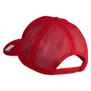 US Navy Retired Military Embroidered Solid Cotton Twill Mesh Prostyle Cap - Red OSFM