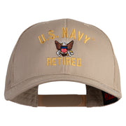 US Navy Retired Military Embroidered Solid Cotton Twill Mesh Prostyle Cap - Khaki OSFM