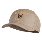 US Navy Retired Military Embroidered Solid Cotton Twill Mesh Prostyle Cap - Khaki OSFM