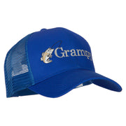 Fishing Grampy Embroidered Solid Cotton Mesh Pro Cap